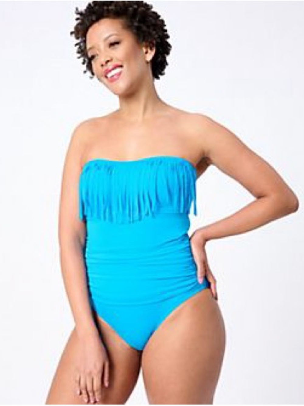 Kim Gravel x Swimsuits For All Fringe One Piece Swimsuit 24W Calypso Blue - Picture 5 of 9